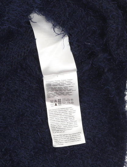 ONLY Women's Navy Blue Fluffy Pullover Jumper M Relaxed Fit
