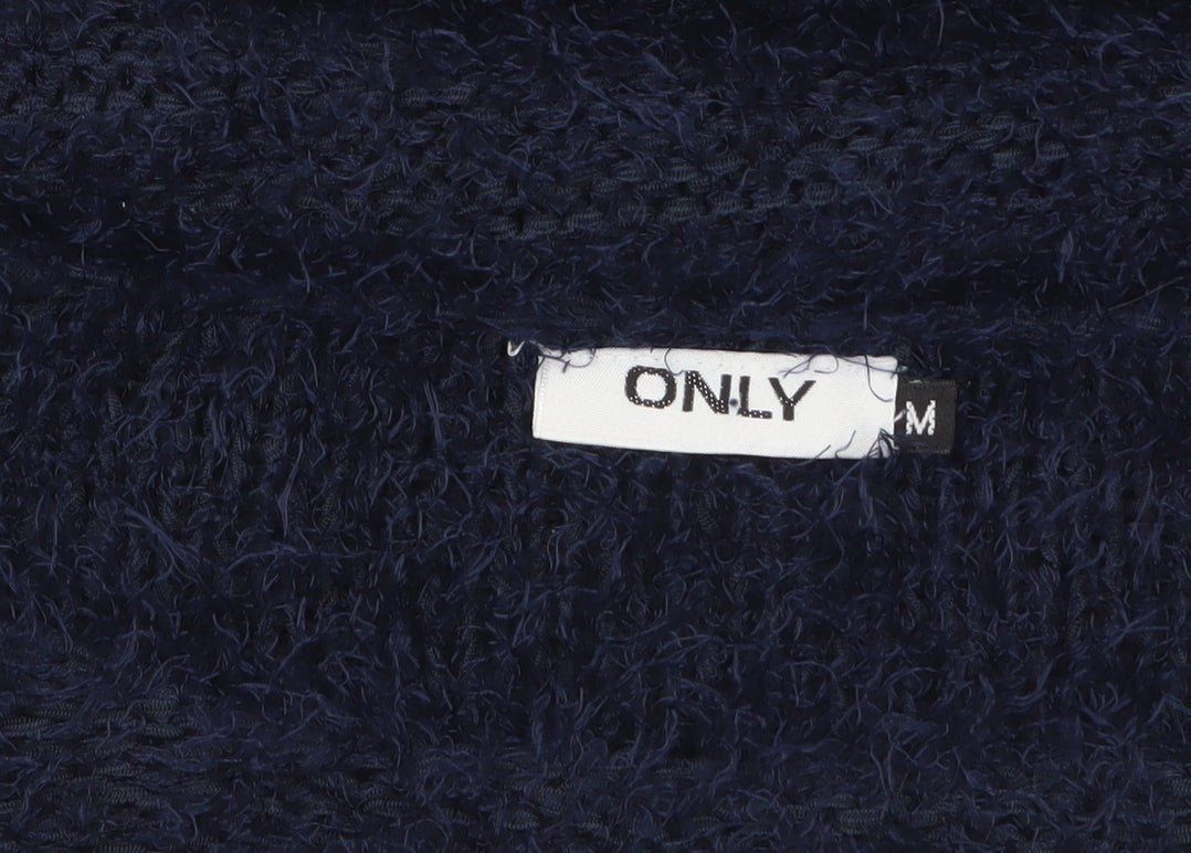 ONLY Women's Navy Blue Fluffy Pullover Jumper M Relaxed Fit