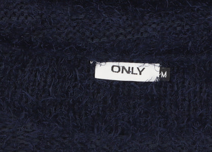 ONLY Women's Navy Blue Fluffy Pullover Jumper M Relaxed Fit