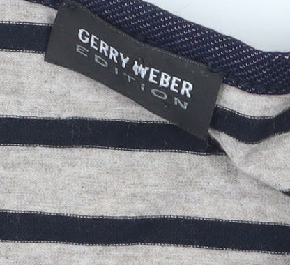 Gerry Weber Women Blue Striped Motorcycle Print T-Shirt Size 18