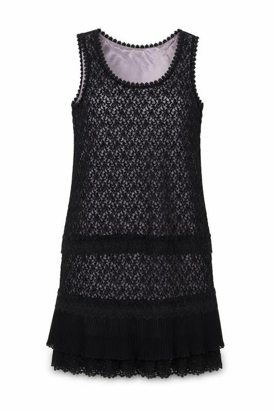 VILA Women’s Black Lace Shift Party Dress Size S Sleeveless