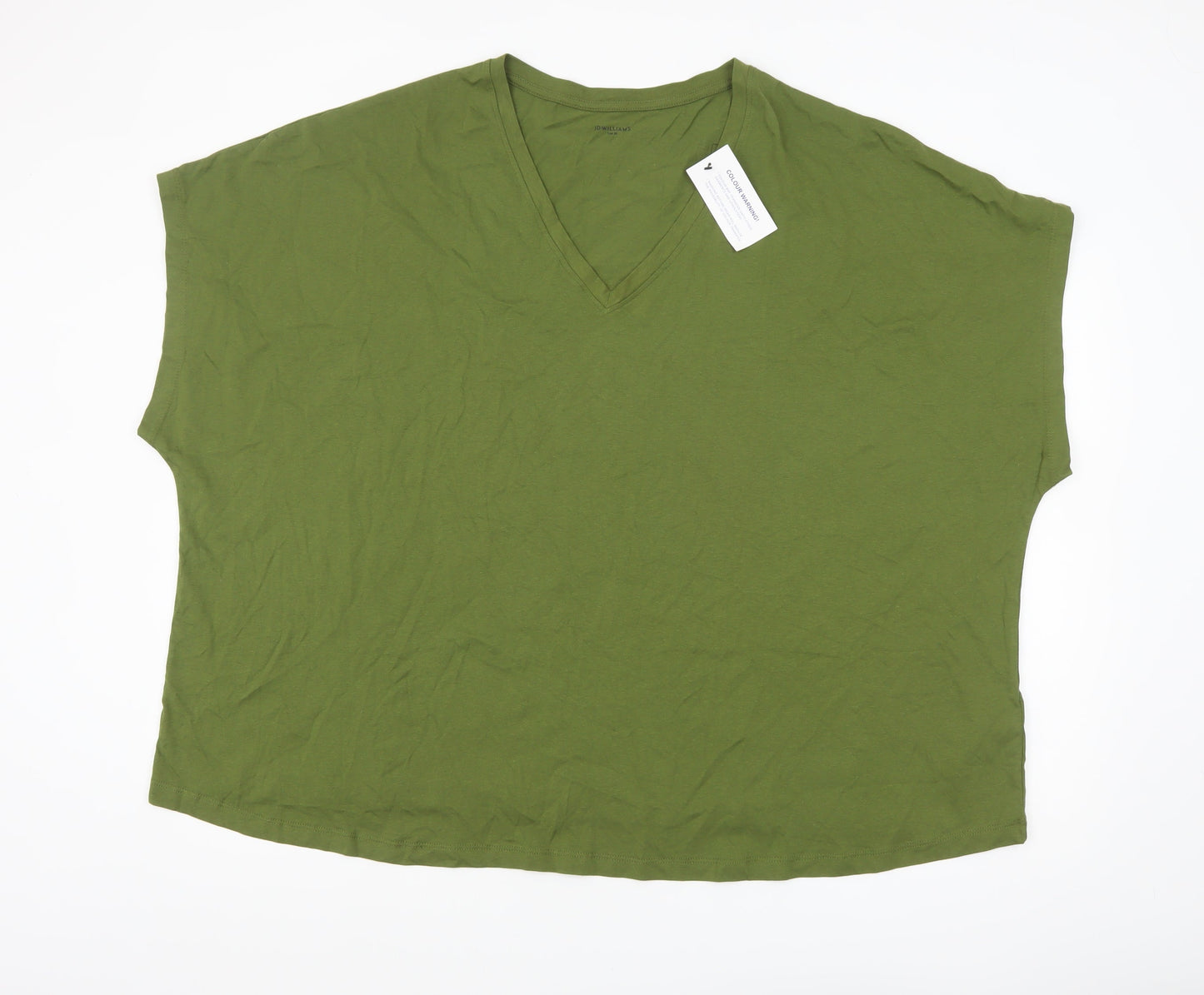 JD Williams Women’s Green V-Neck Relaxed Fit Cotton T-Shirt Size 30