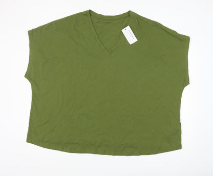 JD Williams Women’s Green V-Neck Relaxed Fit Cotton T-Shirt Size 30