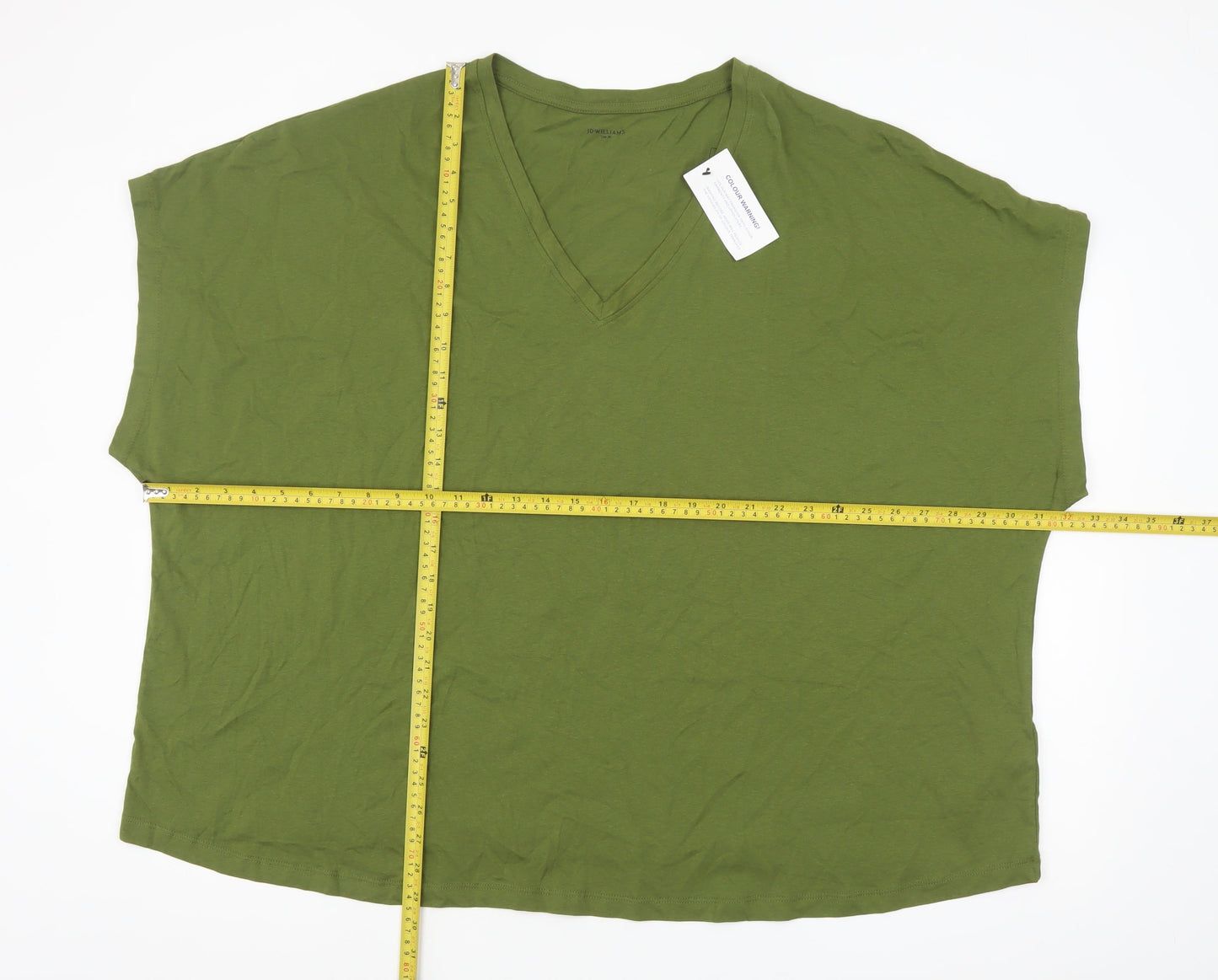 JD Williams Women’s Green V-Neck Relaxed Fit Cotton T-Shirt Size 30