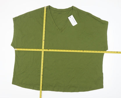 JD Williams Women’s Green V-Neck Relaxed Fit Cotton T-Shirt Size 30