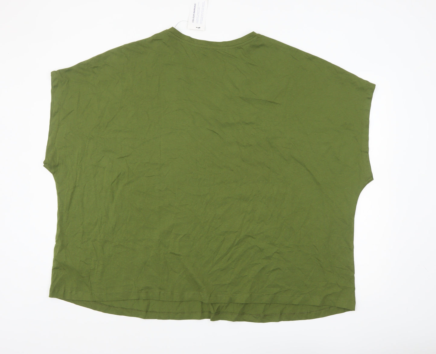 JD Williams Women’s Green V-Neck Relaxed Fit Cotton T-Shirt Size 30