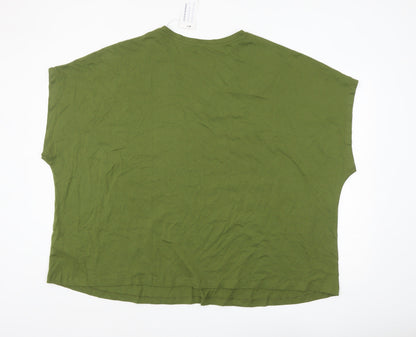 JD Williams Women’s Green V-Neck Relaxed Fit Cotton T-Shirt Size 30