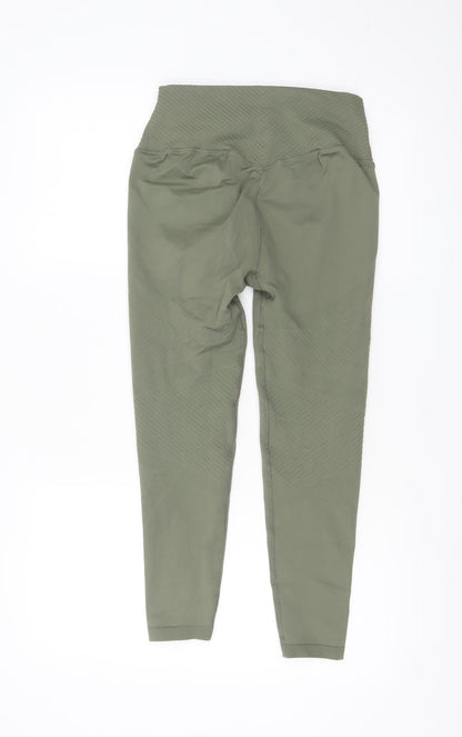 Powercut Women Khaki Seamless Leggings Size 10-12 Stretch Fit Activewear