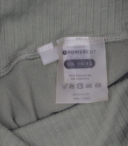 Powercut Women Khaki Seamless Leggings Size 10-12 Stretch Fit Activewear