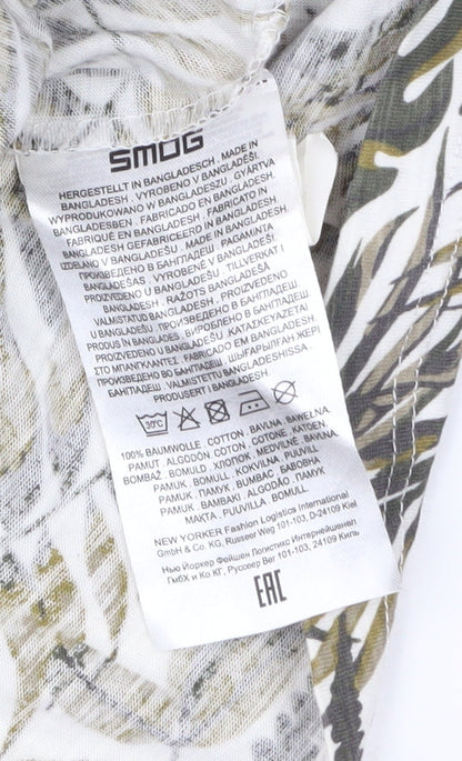 SMOG Men's Multicoloured Tropical Print Slim Fit T-Shirt Size M