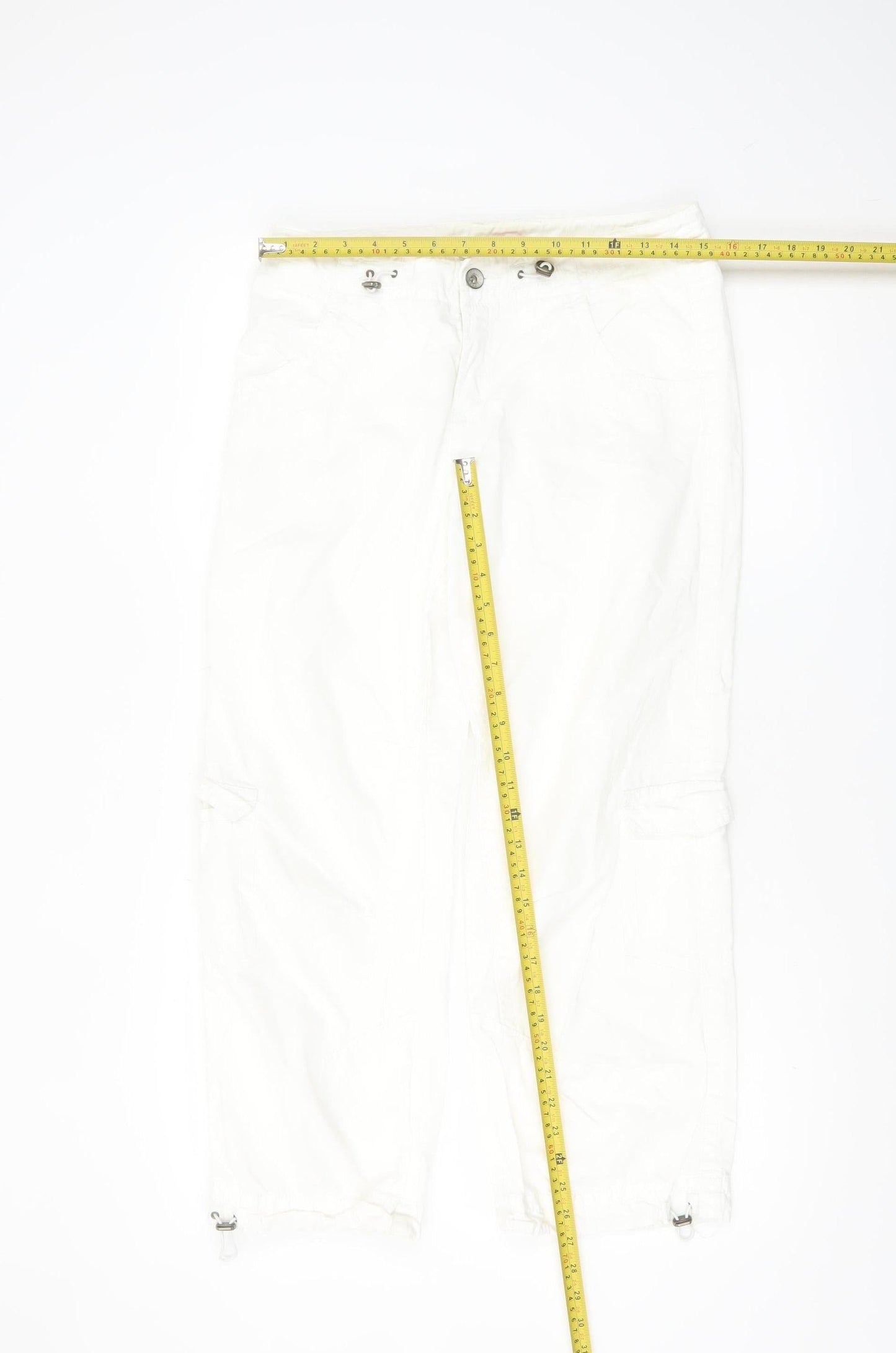 Esprit Women’s White Cargo Trousers Size 12 Cotton Lightweight