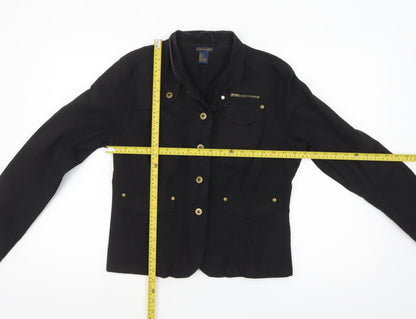 E-col-o-gie Women's Black Cotton Military Jacket Size 14