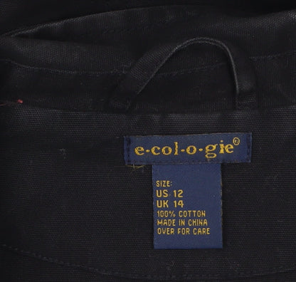 E-col-o-gie Women's Black Cotton Military Jacket Size 14