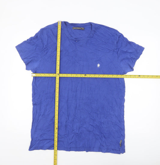 French Connection Men's Blue Cotton Crew Neck T-Shirt XL
