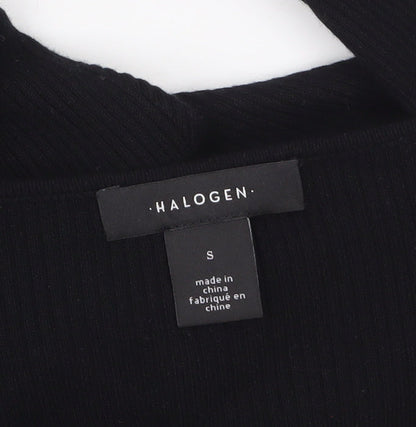 Halogen Women's Black V-Neck Slim Fit Ribbed Long Sleeve Jumper Size S