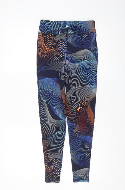 Active Womens Blue Multicoloured Leggings UK 8 High Waist Stretch