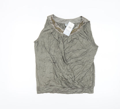 Wallis Women’s Grey Sleeveless Tunic Blouse Size 14 Viscose Blend