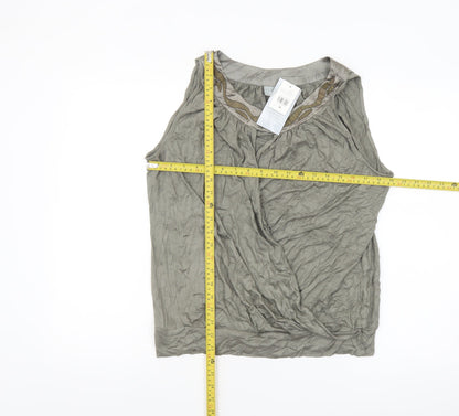 Wallis Women’s Grey Sleeveless Tunic Blouse Size 14 Viscose Blend