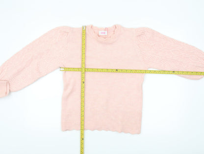 Savida Women’s Pink Cable-Knit Puff Sleeve Pullover Jumper Size 12