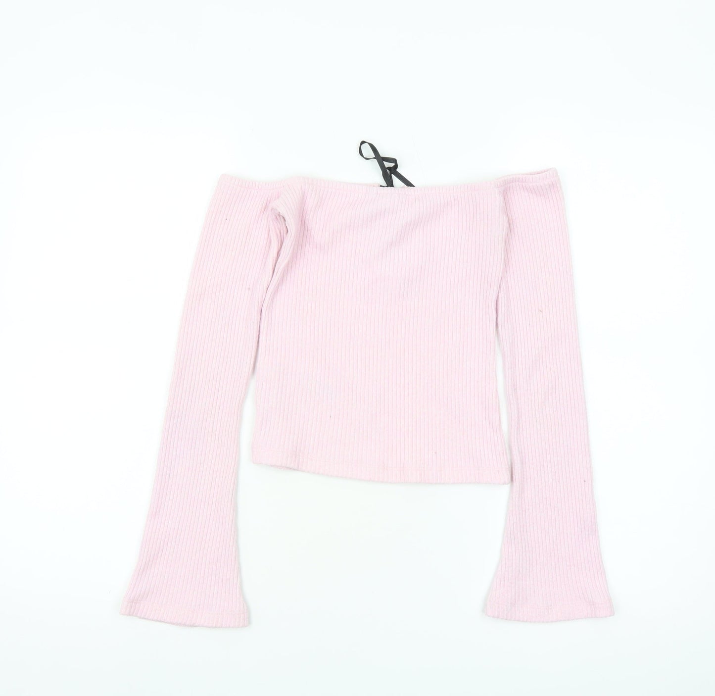 ASOS DESIGN Women’s Pink Off Shoulder Cropped Ribbed Top XS