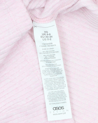 ASOS DESIGN Women’s Pink Off Shoulder Cropped Ribbed Top XS