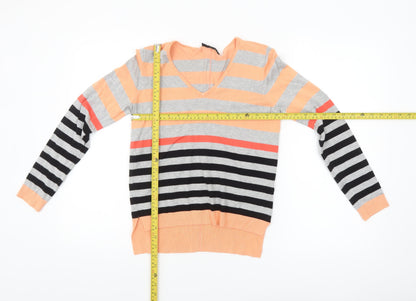 Fransa Women's Multicoloured Striped V-Neck Cardigan Size S