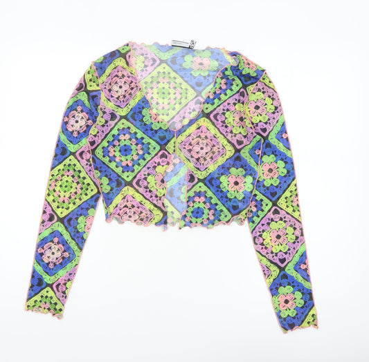 ASOS DESIGN Womens Multicoloured Mesh Cropped Blouse Size 10
