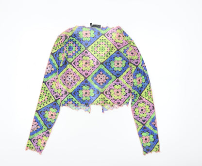 ASOS DESIGN Womens Multicoloured Mesh Cropped Blouse Size 10