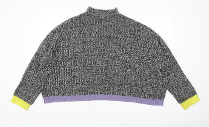 Collusion Womens Multicoloured Mock Neck Chunky Knit Jumper Size 10