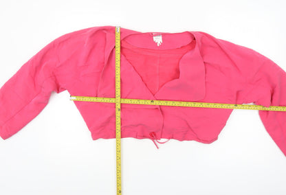 Monki Women’s Pink Cropped Blouse Medium Long Sleeve Collared