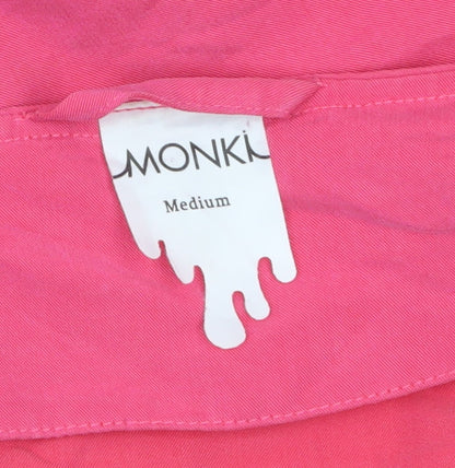 Monki Women’s Pink Cropped Blouse Medium Long Sleeve Collared