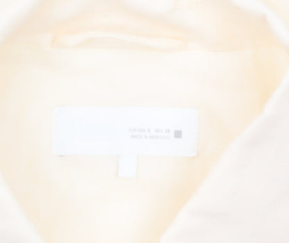Zara Women Beige Linen Cropped Button Jacket Size S