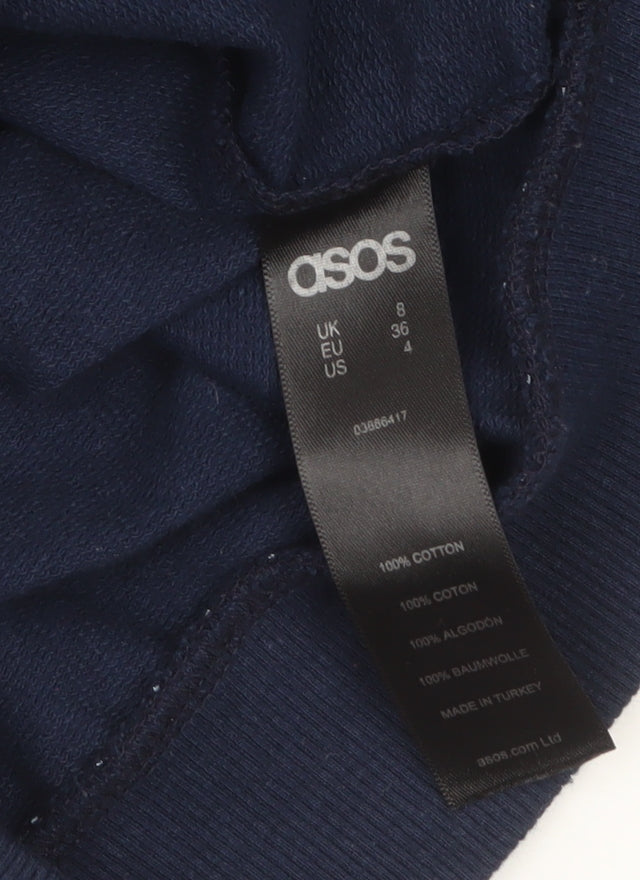 ASOS Women Blue Striped Cotton Bomber Jacket Size 8