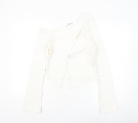 Collusion Women's White Off Shoulder Cropped Blouse Size 12