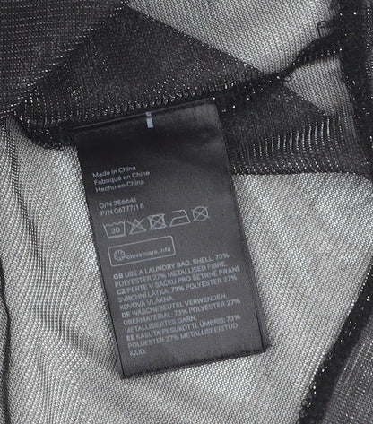 H&M Divided Black Sheer Mesh Cropped T-Shirt Women’s Size 8