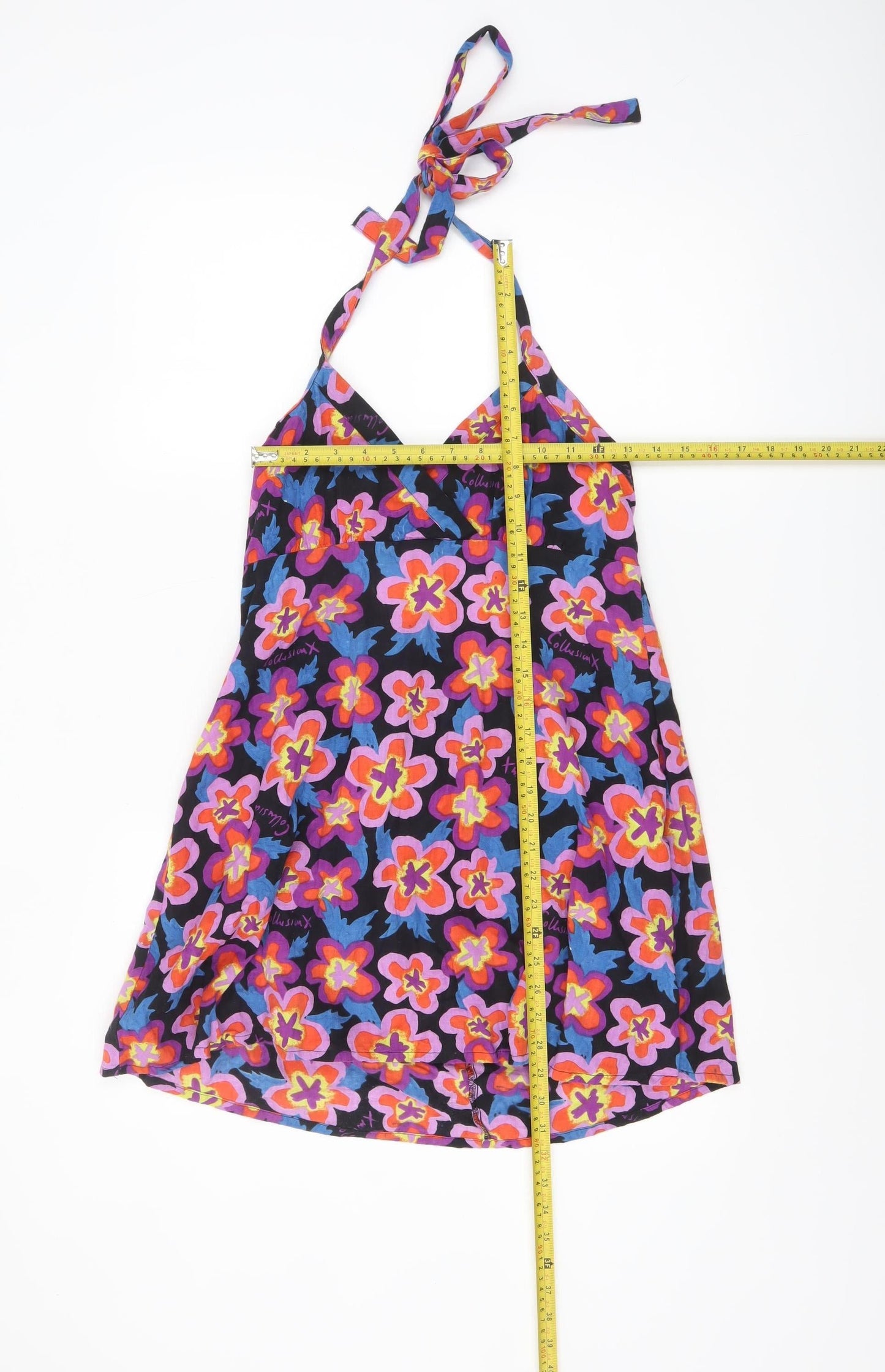 Collusion Womens Multicoloured Floral Halter Slip Dress Size 12