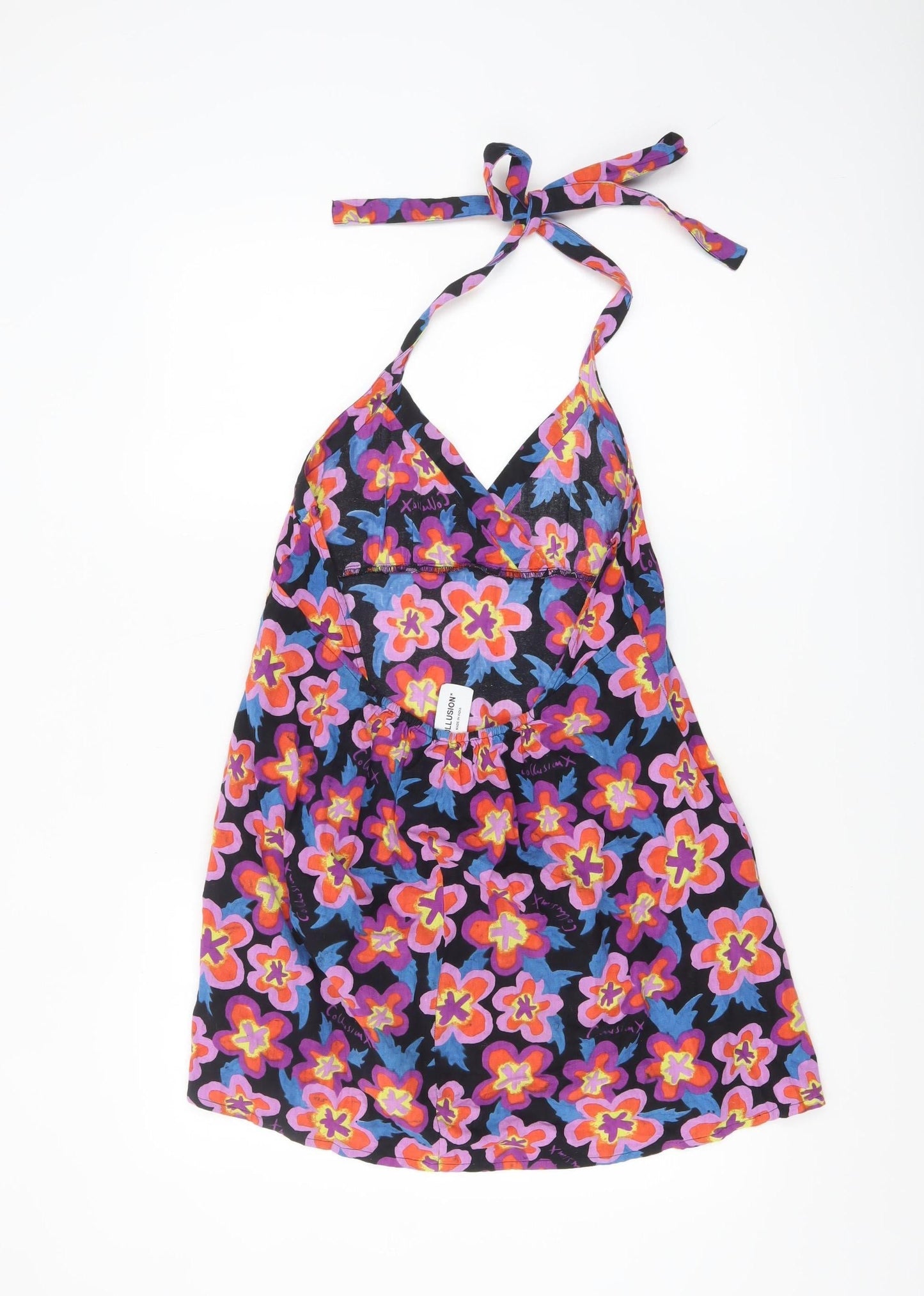 Collusion Womens Multicoloured Floral Halter Slip Dress Size 12