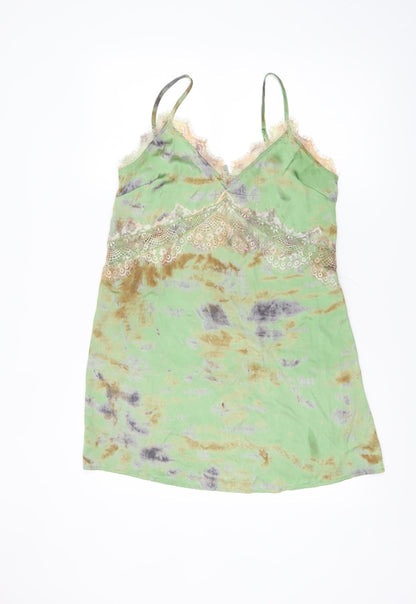 ASOS Women's Green Tie Dye Lace Trim Slip Dress Size 10