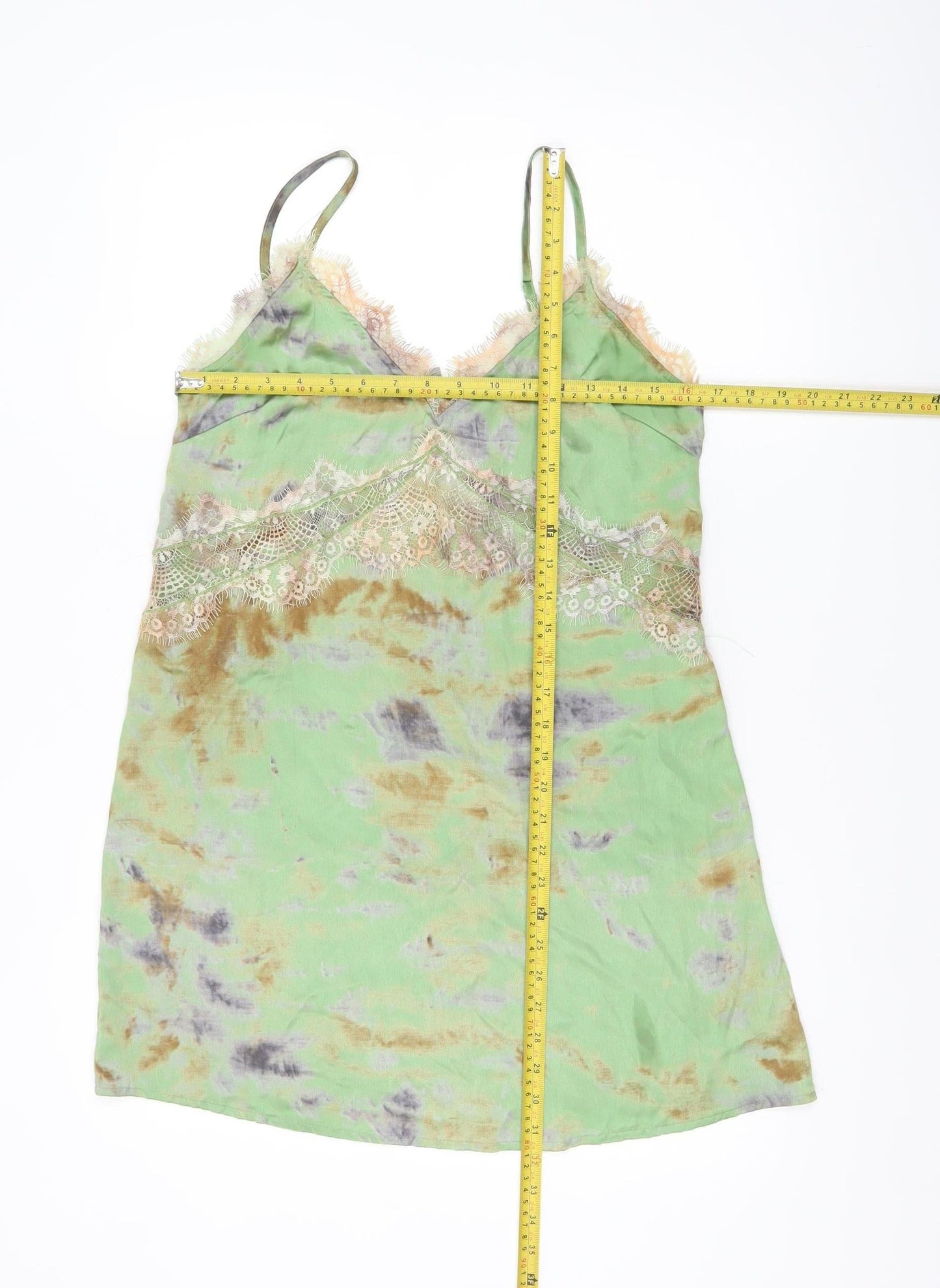 ASOS Women's Green Tie Dye Lace Trim Slip Dress Size 10