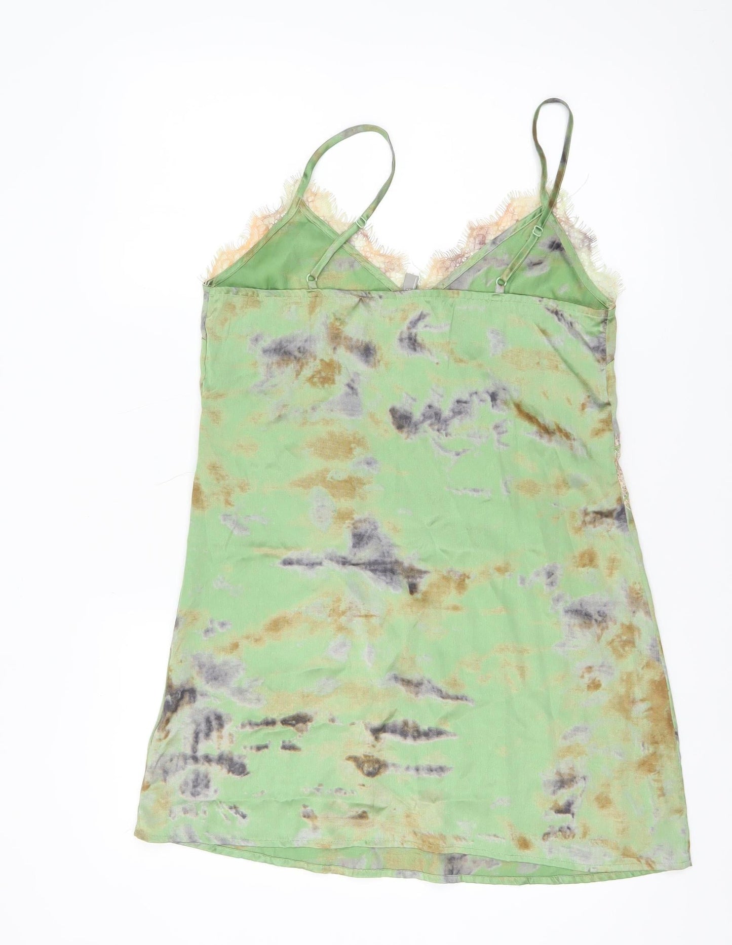 ASOS Women's Green Tie Dye Lace Trim Slip Dress Size 10