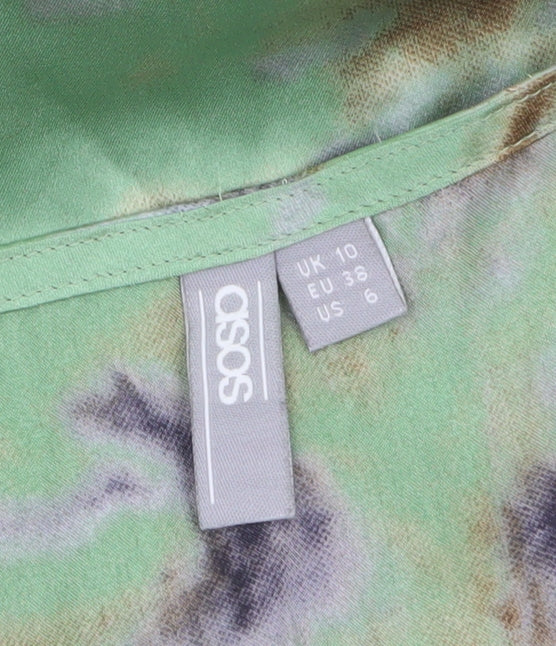 ASOS Women's Green Tie Dye Lace Trim Slip Dress Size 10