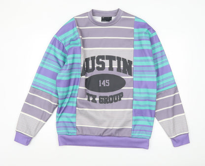 ASOS DESIGN Men's Multicoloured Striped Crew Neck Sweatshirt Size S