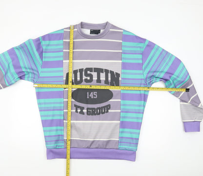 ASOS DESIGN Men's Multicoloured Striped Crew Neck Sweatshirt Size S