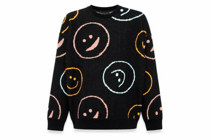 ASOS Men’s Black Graphic Smiley Knit Jumper XS Crew Neck Acrylic