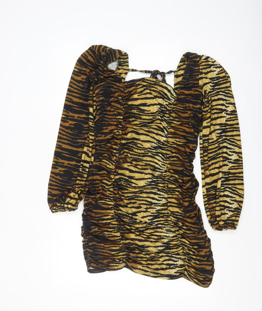 Collusion Women’s Multicoloured Animal Print Bodycon Dress Size 14