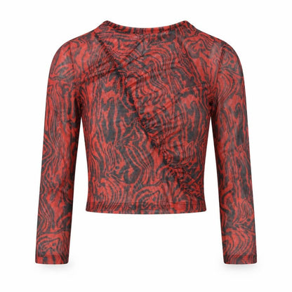 Collusion Women's Red Mesh Long Sleeve Cropped Top Size 8