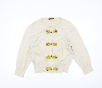 ASOS Women’s Beige Embellished Cardigan Size 14 Cotton Knit