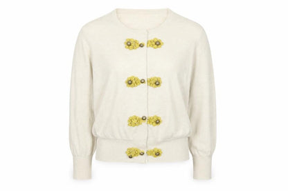 ASOS Women’s Beige Embellished Cardigan Size 14 Cotton Knit