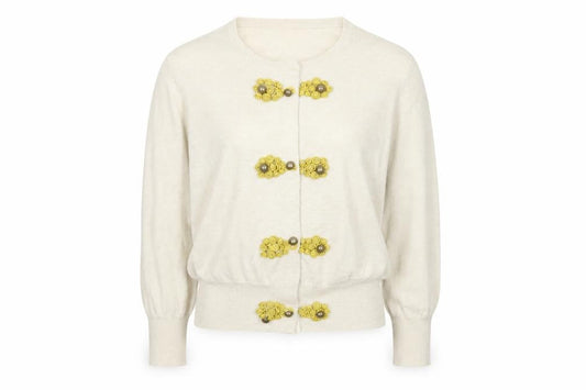 ASOS Women’s Beige Embellished Cardigan Size 14 Cotton Knit