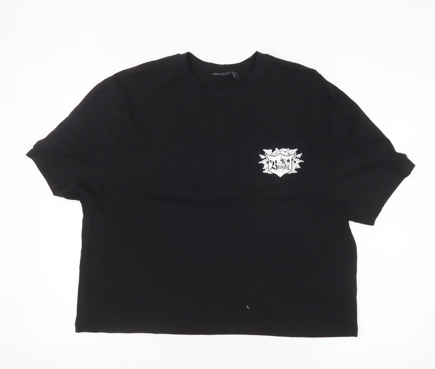ASOS DESIGN Men's Black Gothic Logo Regular Fit Cotton T-Shirt L